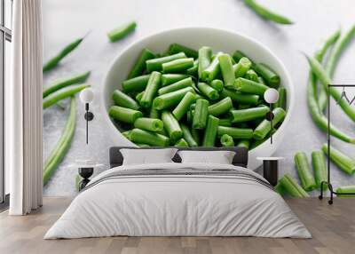 Fresh raw green beans cut in a bowl. French green beans Wall mural