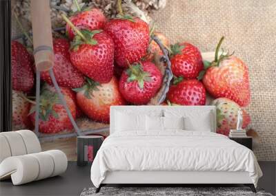 Fresh strawberries red at delicious. Wall mural