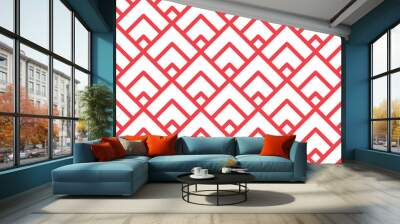 Geometric red diamond lattice pattern overlapping lines isolated white background vector modern graphic design bold shapes symmetrical repetition versatile continuous structure suitable backgrounds Wall mural