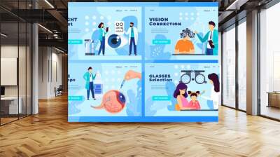 Ophthalmology medical clinic website design, vector illustration Wall mural