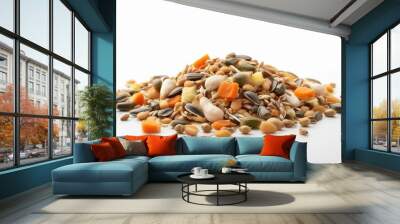 hamster food heap lies on a white background Wall mural