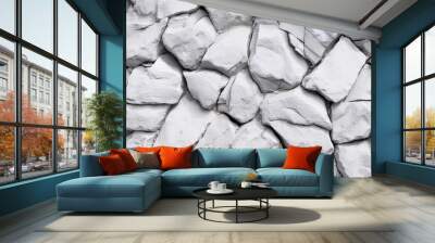 white and grey rock texture gray stone background grunge background rough rocky surface with cracks grey marble texture background in white seamless material flat stucco gray stone top view Wall mural