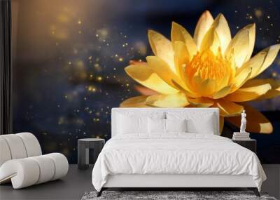 yellow lotus flower blooming and copy space Wall mural