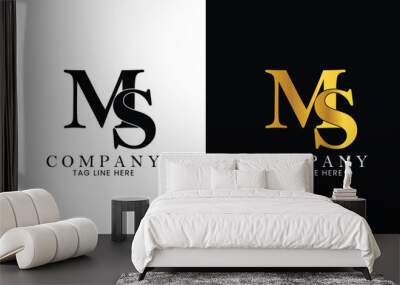 MS  Logo, Branding logo, letter logo, clothing logo Wall mural