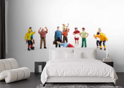 Break dancing in front of a crowd, Miniature People Wall mural