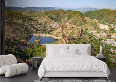 aerial view from Jaigarh fort in Jaipur, India Wall mural