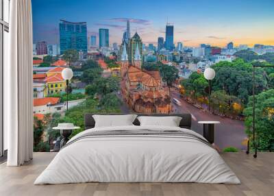 Aerial view of Notre-Dame Cathedral Basilica of Saigon Wall mural