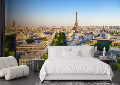 cityscape of paris by the sunset, France Wall mural