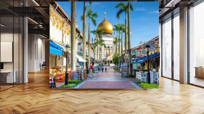 street view of singapore with Masjid Sultan Wall mural