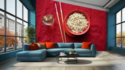 Red bowl of noodles 4 Wall mural