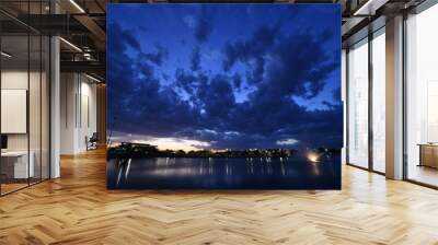 Stunning blue sunset over a lake Wall mural