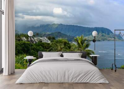 North Shore of Kauai - Panoramic view of Hanalei Bay Overlook at the north shore of Kauai, Hawaii, USA Wall mural