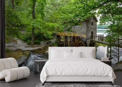 Old Mill - A wide-angle summer view of Grist Mill in Stone Mountain State Park, Atlanta, Georgia, USA. Wall mural