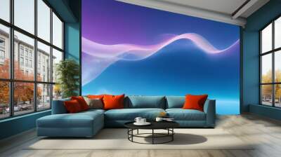 abstract blue background with blue and purple waves Wall mural