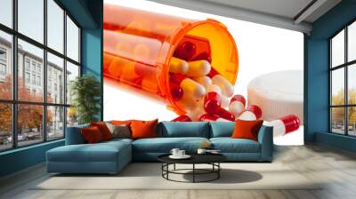 Spilled Medicine Capsules Out Of Plastic Bottle Wall mural