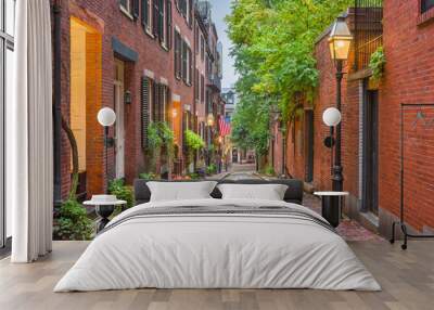 Acorn Street in Boston, Massachusetts Wall mural