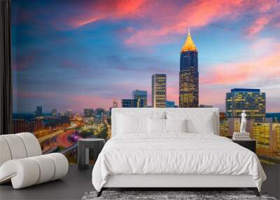 Atlanta, Georgia, USA downtown and midtown skyline at dusk. Wall mural