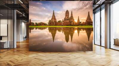 Ayutthaya, Thailand at Wat Chaiwatthanaram Wall mural