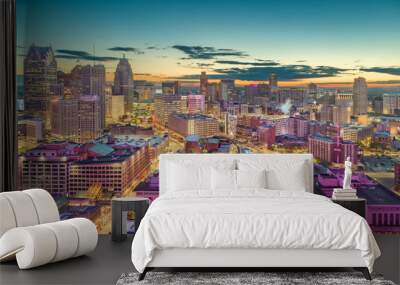 Detroit, Michigan, USA Downtown Skyline at Dusk Wall mural