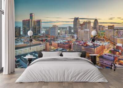 Detroit, Michigan, USA Downtown Skyline at Dusk Wall mural