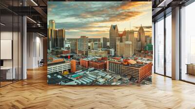 Detroit, Michigan, USA Downtown Skyline Wall mural