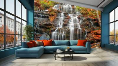 Issaqueena Falls during autumn season in Walhalla, South Carolina Wall mural