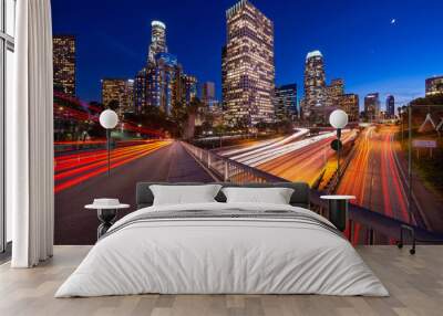 Los Angeles, California, USA Downtown Skyline and Highways Wall mural