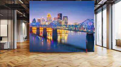 Louisville, Kentucky, USA downtown skyline on the Ohio River at dusk. Wall mural