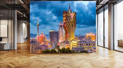 macau, china city skyline at dusk. Wall mural