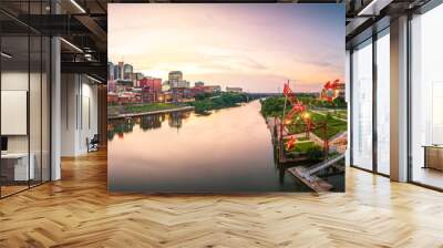 Nashville, Tennessee, USA downtown city skyline at dusk on the Cumberland River. Wall mural