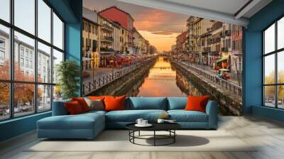 Navigli Canal, Milan, Lombardy, Italy Wall mural