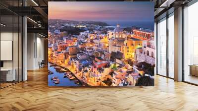 Procida, Italy old town skyline in the Mediterranean Sea Wall mural