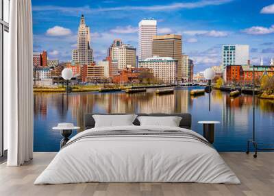 Providence, Rhode Island, USA downtown skyline on the river. Wall mural