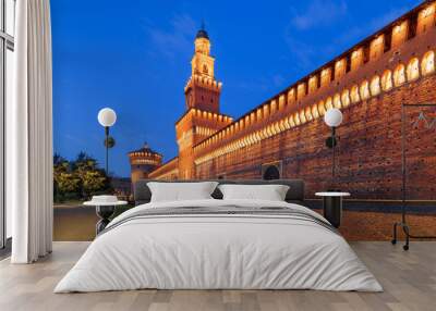 Sforzesco Castle and Fountain in Milan, Italy Wall mural