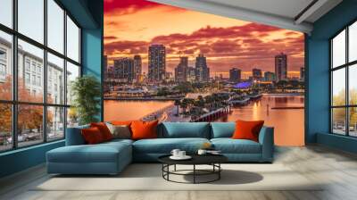 St. Pete, Florida, USA Downtown City Skyline Wall mural