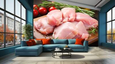 generated illustration of raw boneless chicken thighs Wall mural