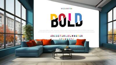 Bold Modern abstract digital alphabet font. Minimal technology typography, Creative urban sport fashion futuristic font and with numbers. vector illustration Wall mural