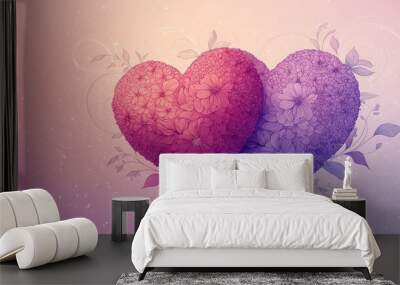 Valentine’s Day vector illustration featuring 2 heart shaped icons. Wall mural