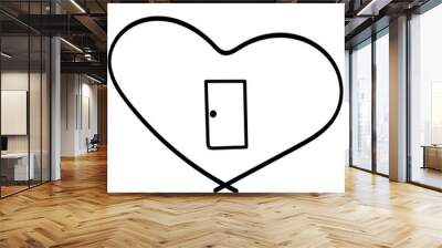 Vector illustration Heart shape icon Hand drawn doodle style Wall mural