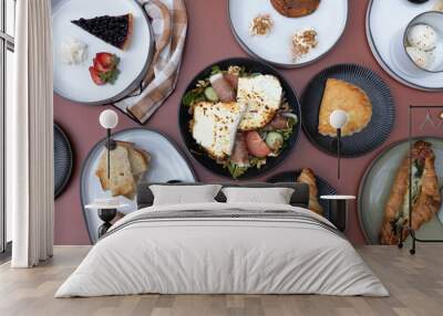 food on a pink table  Wall mural