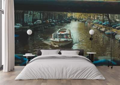 Amsterdam canal tour Wall mural