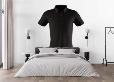 Black polo shirt on an isolated background. The concept of selling clothes, a polo shirt without prints to complete the content. 3D render, 3D illustration. Wall mural