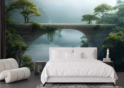 Building bridges to the future, where dreams span the gap between what is and what could be. Generative Ai. Wall mural