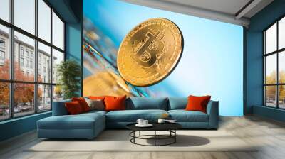 Bitcoins and new virtual money concept Wall mural