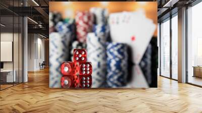 Classic casino, Poker Chips background Wall mural