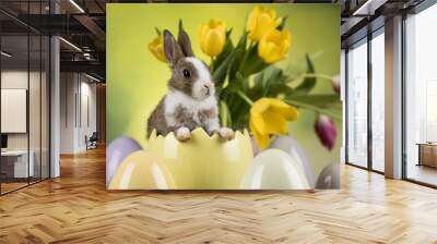 Rabbit, Bunny and easter eggs Wall mural