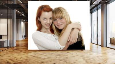 young beautiful red and blond haired girls are best friends Wall mural