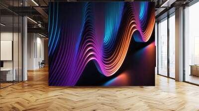 3d illustration of an abstract background with flowing neon lights Wall mural