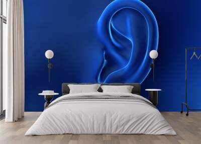 3d rendered illustration of an abstrac blue female ear Wall mural