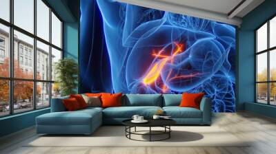 3D Rendered Medical Illustration of Male Anatomy - The Gallbladder. Wall mural